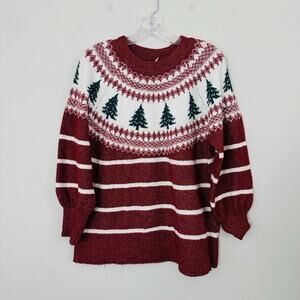 Maurice’s Red And White Striped Christmas Tree Pullover Sweater Women’s Size 0X